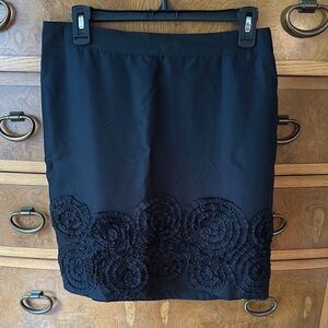 Elegant Black Skirt with Floral Detailing